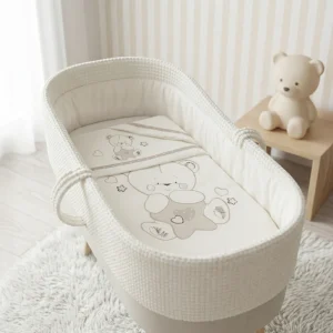 Completo piumino culla Timmy Tortora in 100% cotone ricamato Made in Italy