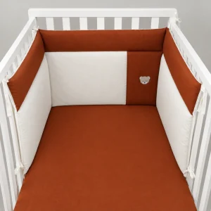 Paracolpi imbottito lettino Teddy in mussola 100% cotone colore Terracotta