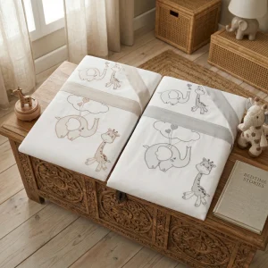Coordinato piumone culla Dolce Safari Coccolissimi in 100% cotone, con imbottitura e lenzuola 3pz
