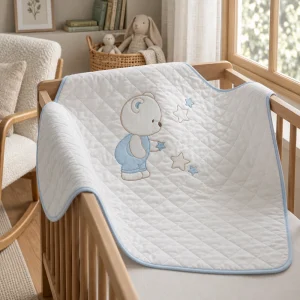 Trapunta piquet neonato Cercatore di Stelle cielo baby ricamata